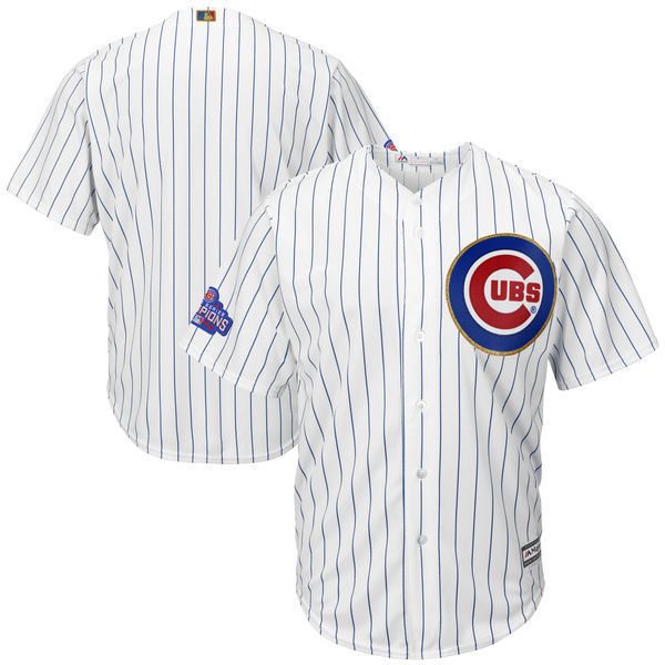 2017 MLB Chicago Cubs Blank CUBS White Gold Program Game Jersey->->MLB Jersey